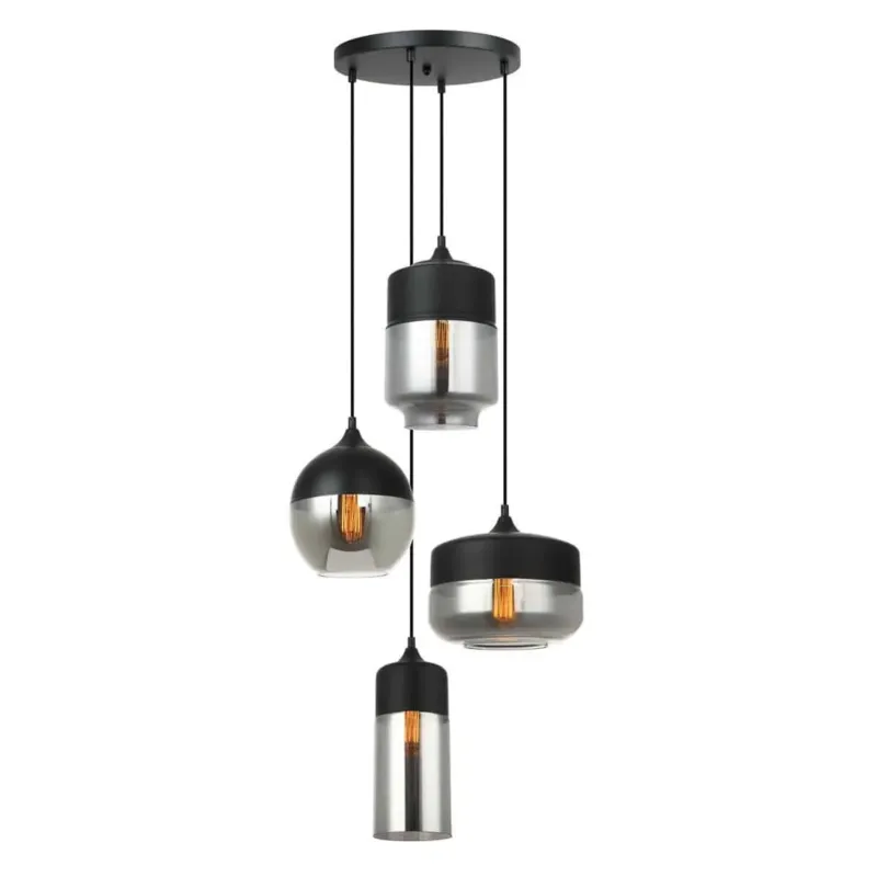 Kup online Lampa wisząca czarna szklana 4-punktowa MDM-4364/4 z serii MOLINA - Lampy Italux